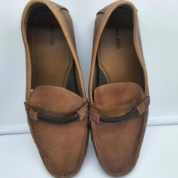 Aldo Mens Brown Suede Leather Dress Shoe Comfort Loafer Size10‎ - Picture 1 of 7
